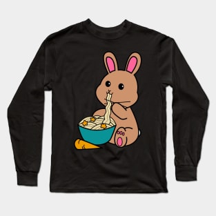 Chibi Bunny Eating Carrot Ramen  2.0 Long Sleeve T-Shirt